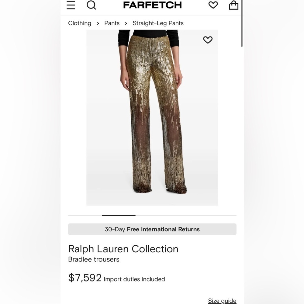 Ralph Lauren Collection Embellished Tulle Pants Metallic Sequin Sheer Gold 6 $5K - Picture 8 of 17